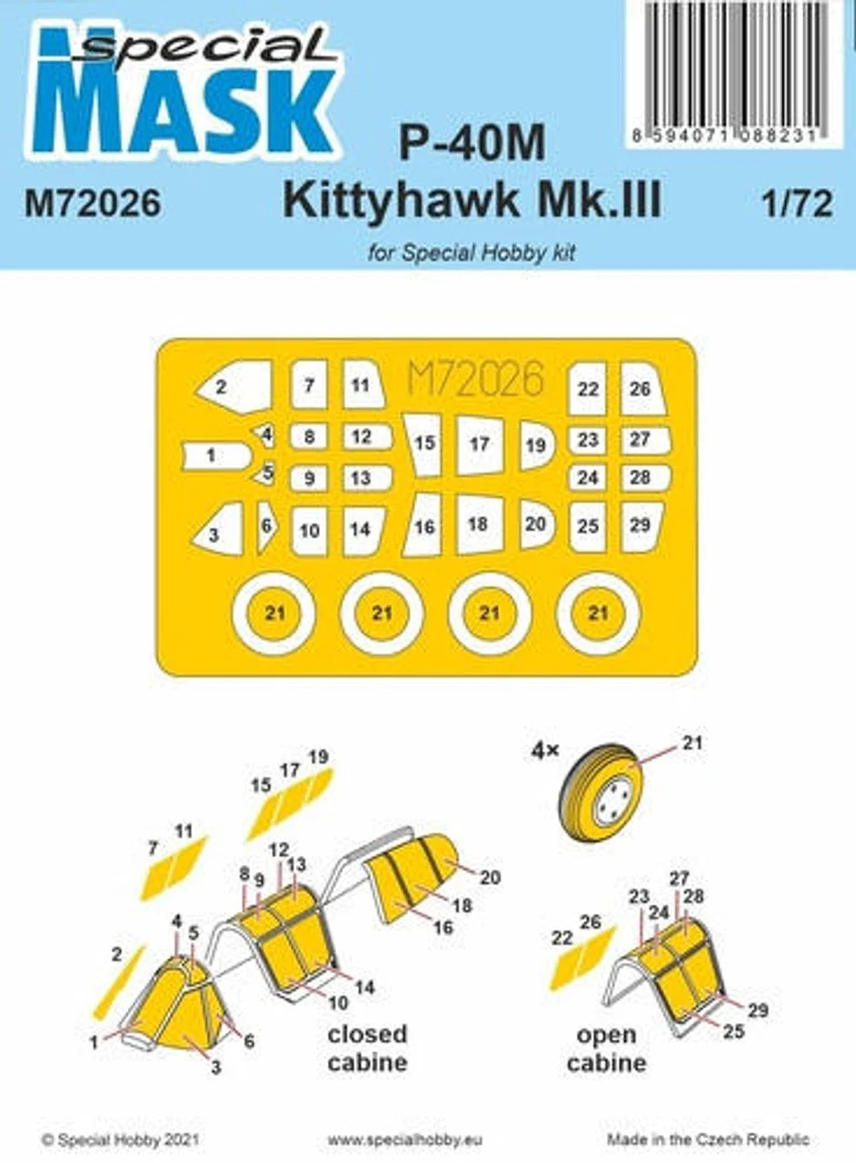 Special Hobby 1/72 Special Hobby P-40M Warhawk/Kittyhawk Mk.III MASK Paint Mask