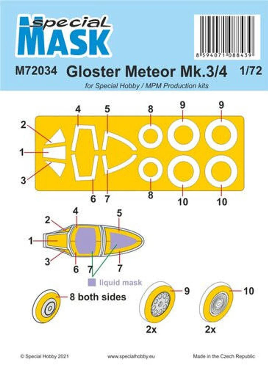 Special Hobby 1/72 Special Hobby Gloster Meteor Mk.3/4 MASK Paint Mask
