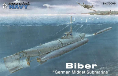 1/72 Special Navy Biber German Midget Submarine Plastic Model Kit - Special Hobby