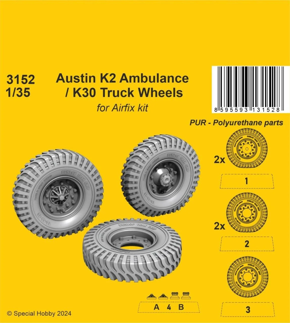 CMK 1/35 CMK Austin K2 Ambulance / K30 Truck Wheelsfor Airfix kits