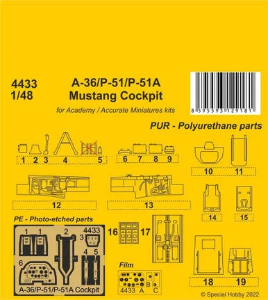 1/48 CMK A-36/P-51/P-51A Mustang Cockpit Resin