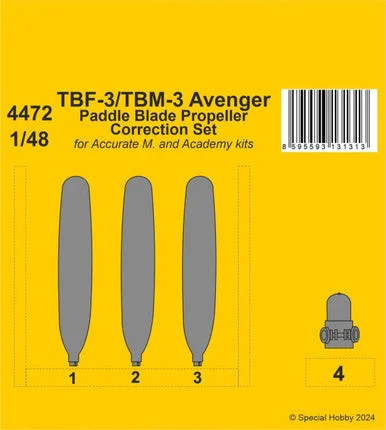 1/48 CMK TBF-3/TBM-3 Avenger Paddle Blade Propeller Correction Set