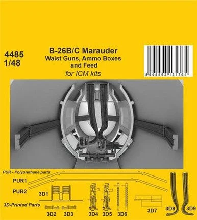 1/48 CMK B-26B/C Marauder Waist Guns, Ammo Boxes and Feed / for ICM kit