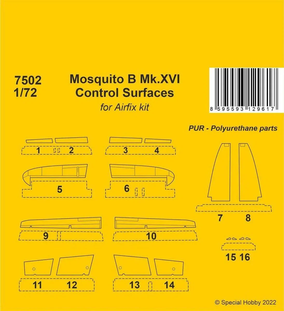 1/72 CMK Mosquito B Mk.XVI Control Surfaces / for Airfix kit Resin