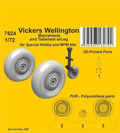 1/72 CMK Vickers Wellington Mainwheels and Tailwheel w/Leg / for CMK kits