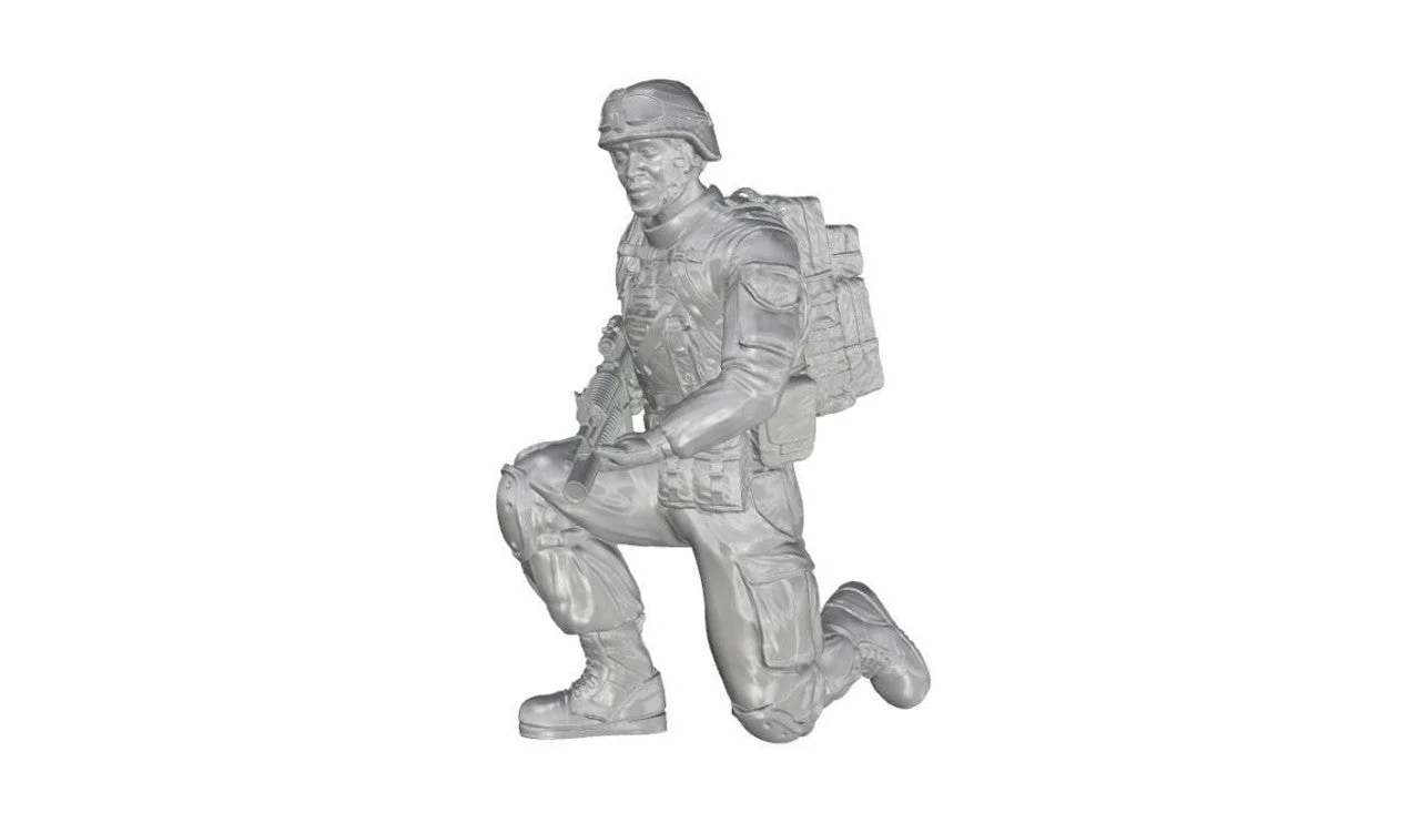 CMK 1/35 Kneeling Soldier (on left knee). US Army Infantry Squad 2nd Division for M1126 Stryker (part 2) 1/35 Resin Figure Model Kit