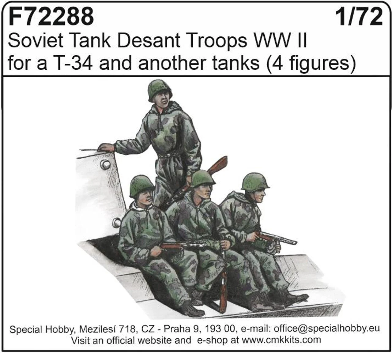 CMK 1/72 Soviet Tank Desant Troops WWII (4fig.) Resin Figure Model Kit