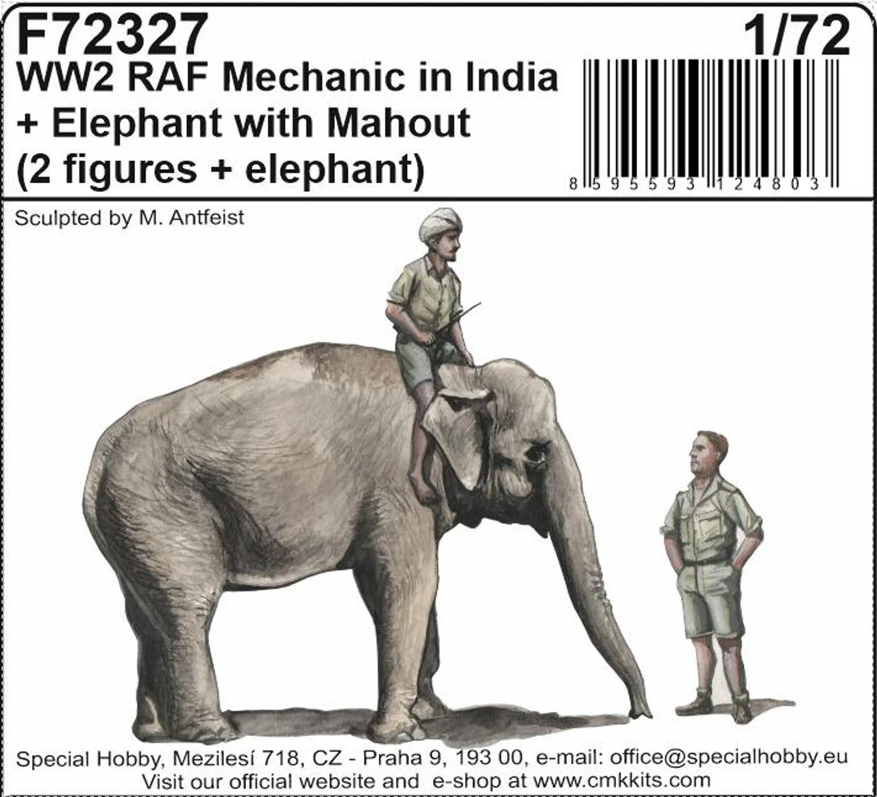 CMK 1/72 WWII RAF Mechanic in India + Elephant with Mahout (2 fig. + elephant) in Resin Figure Model Kit