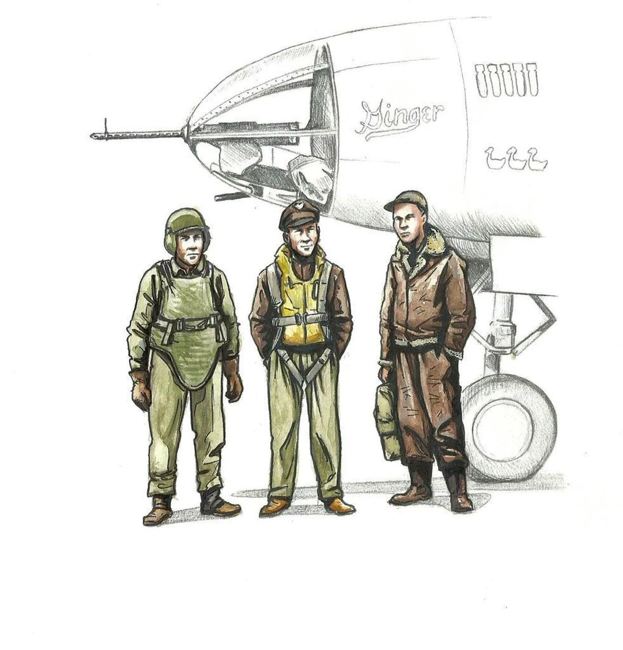 CMK 1/72 WWII US bomber pilot and two gunners Resin Figure Model Kit