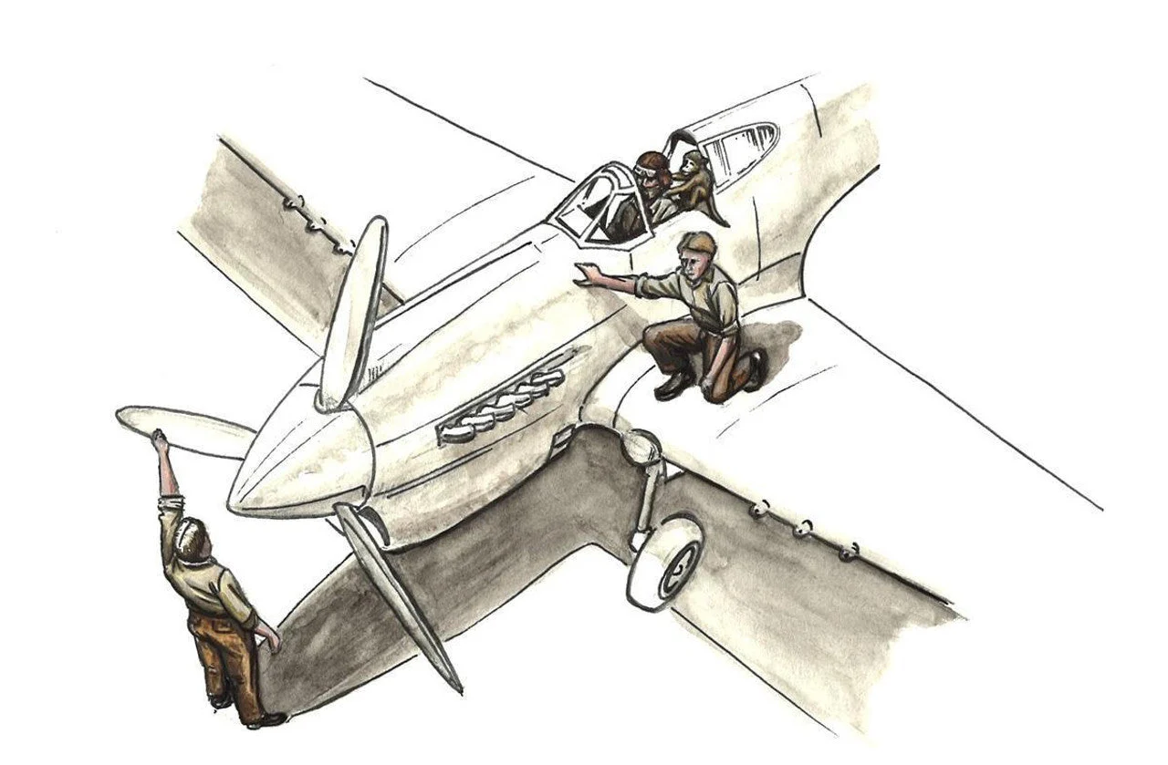 CMK 1/72 RAF Pilot Sitting in Cockpit w/Monkey on Shoulder + 2 Mechanics. Western Desert. for Special Ho Resin Figure Model Kit