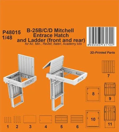 1/48 CMK B-25B/C/D Mitchell Entrace Hatch and Ladder (front and rear) / for Ac. Min., Revell, Italeri, Academ