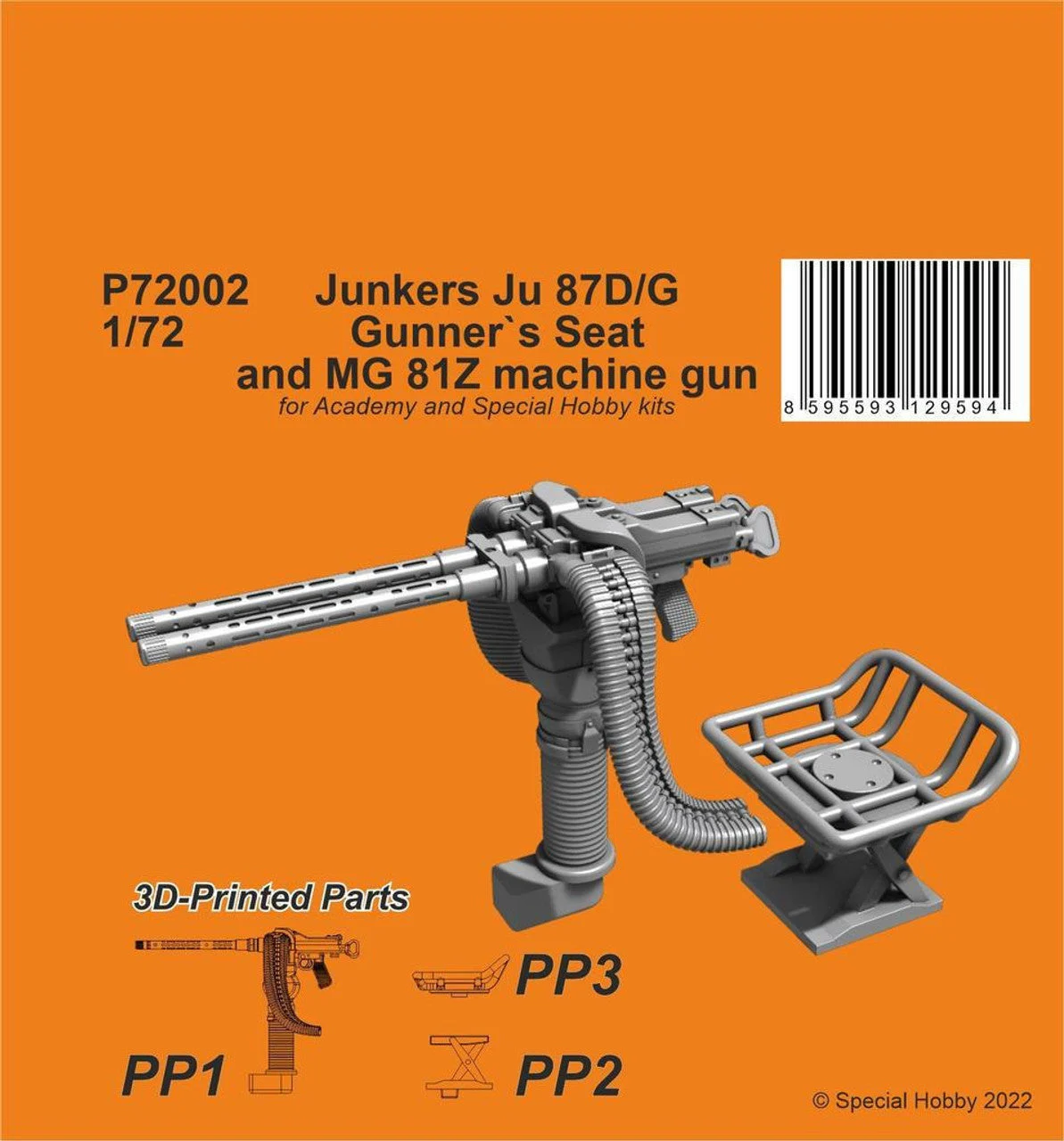 CMK 1/72 CMK Ju 87D/G Gunner's Seat and MG 81Z machine gun / for Academy / SH kits Resin