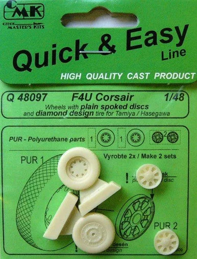 1/48 CMK F4U Corsair wheels with plain disc.diamond de Resin