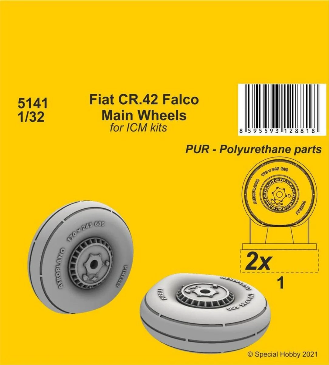 CMK 1/32 CMK Fiat CR.42 Main Wheels (ICM kit) Resin