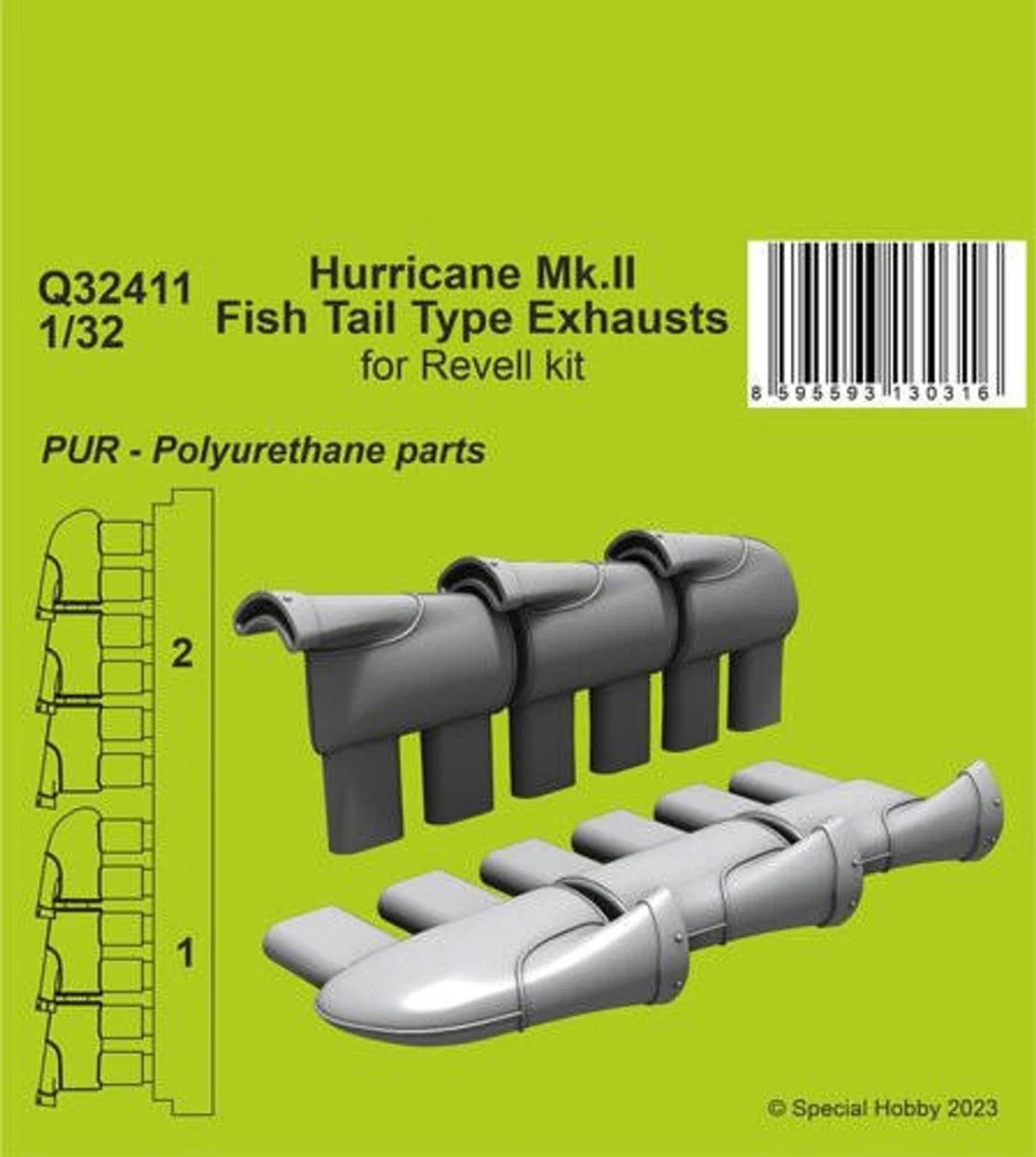 CMK 1/32 CMK Hurricane Mk.II Fish Tail Type Exhausts