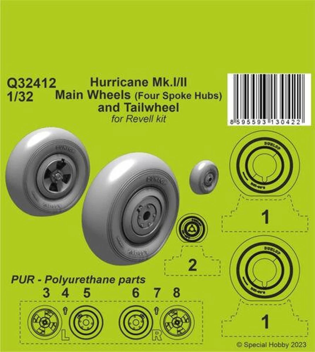 CMK 1/32 CMK Hurricane Mk.I/II Main Wheels (Four Spoke Hubs) and Tailwheel