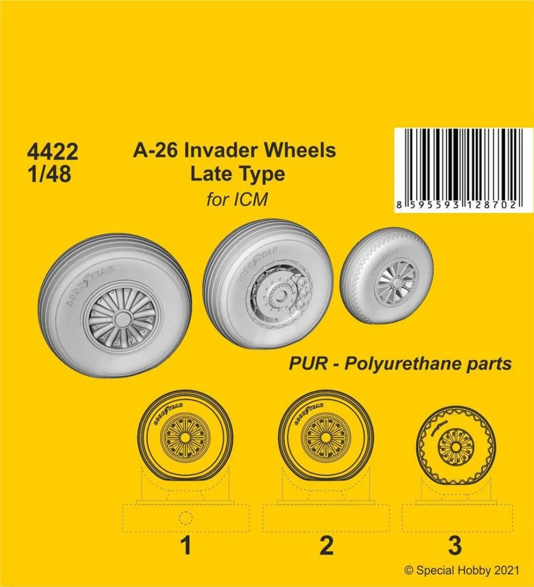 CMK 1/48 CMK A-26 Invader Wheels Late Type / for ICM kit Resin