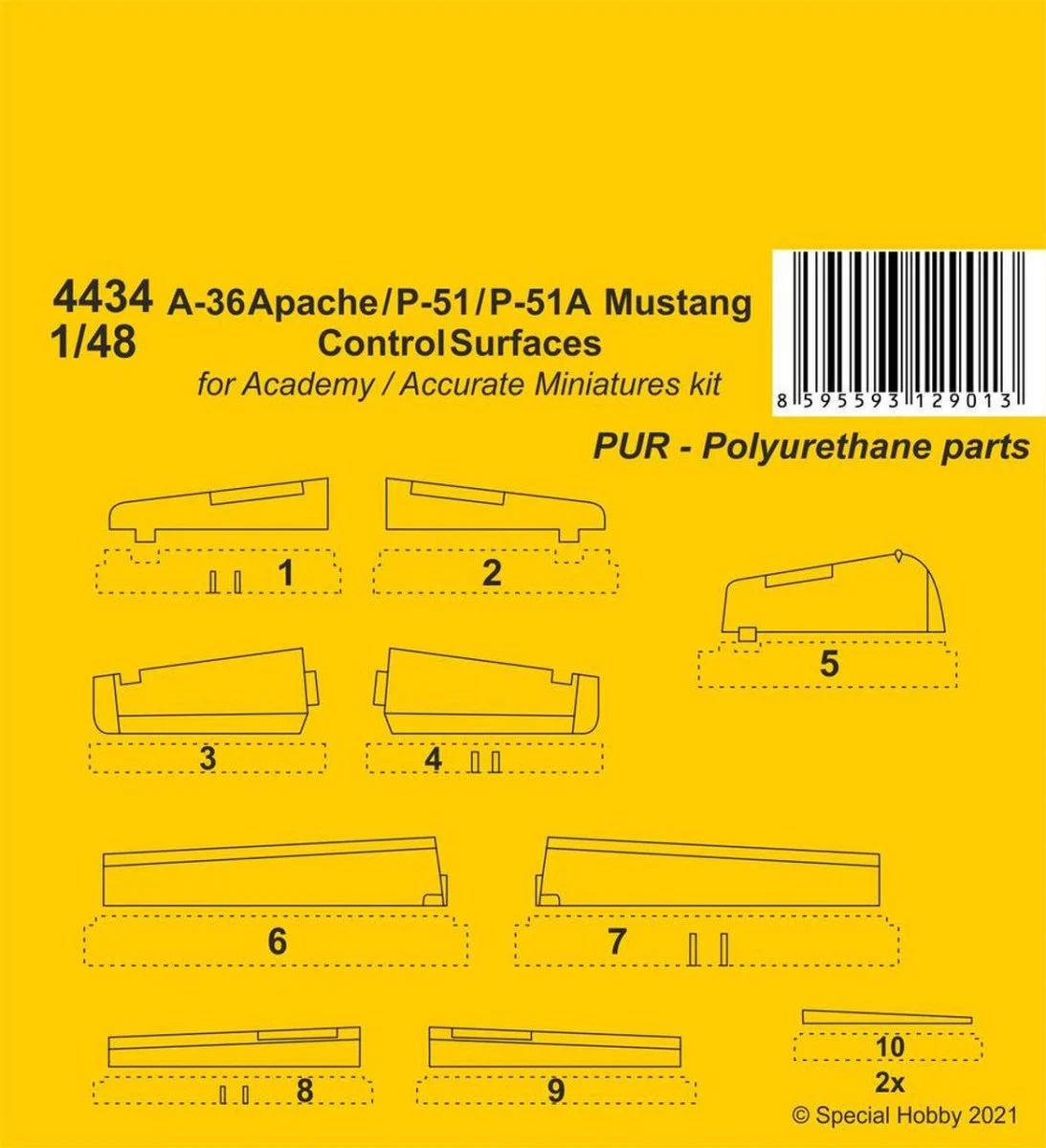 CMK 1/48 CMK A-36 Apache / P-51 / P-51A Mustang Control Surfaces Resin