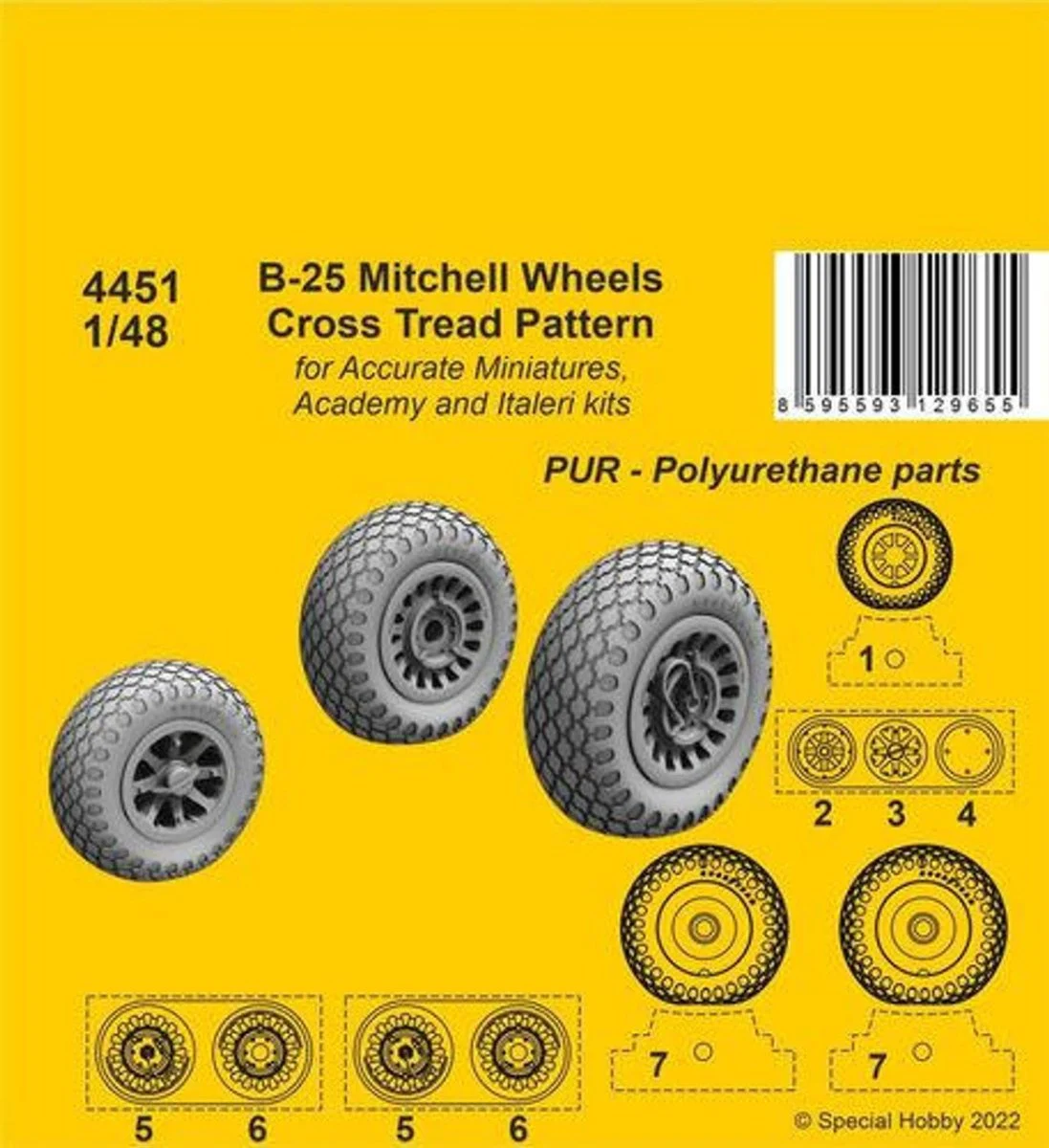 CMK 1/48 CMK B-25 Mitchell Wheels/ Cross Tread Pattern