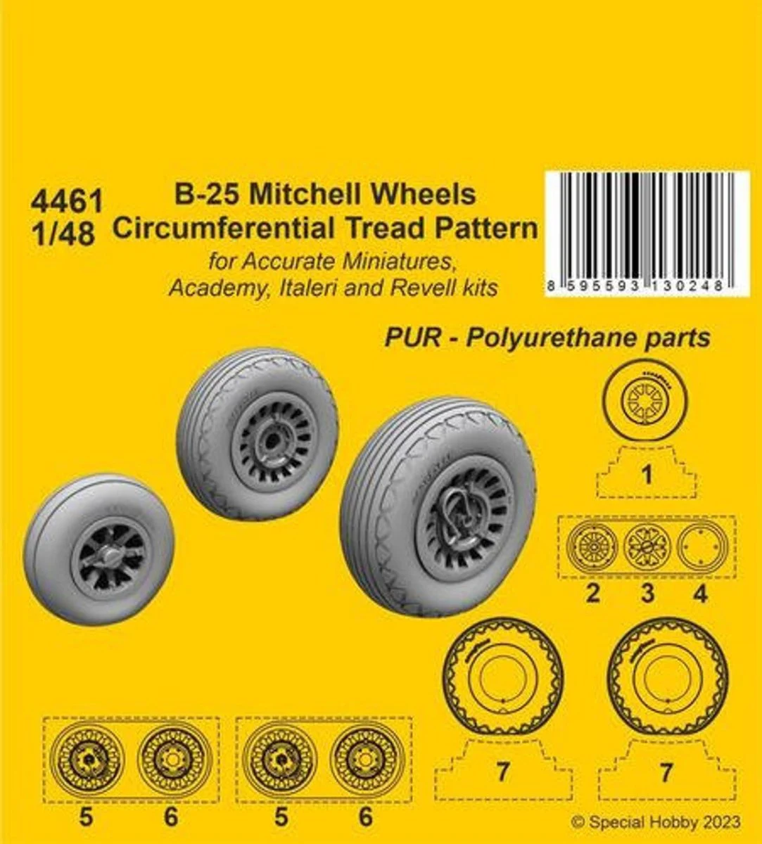 CMK 1/48 CMK B-25 Mitchell Wheels/Circumferential Tread Pattern