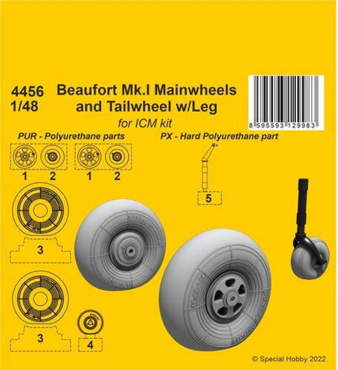 CMK 1/48 CMK Beaufort Mk.I Mainwheels and Tailwheel w/Leg
