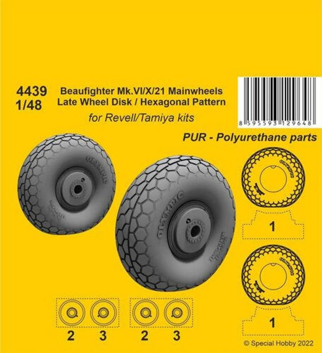 CMK 1/48 CMK Beufighter Mk.VI/X/21 Mainwheels Late Wheel Disk / Hexagonal Tread Pattern