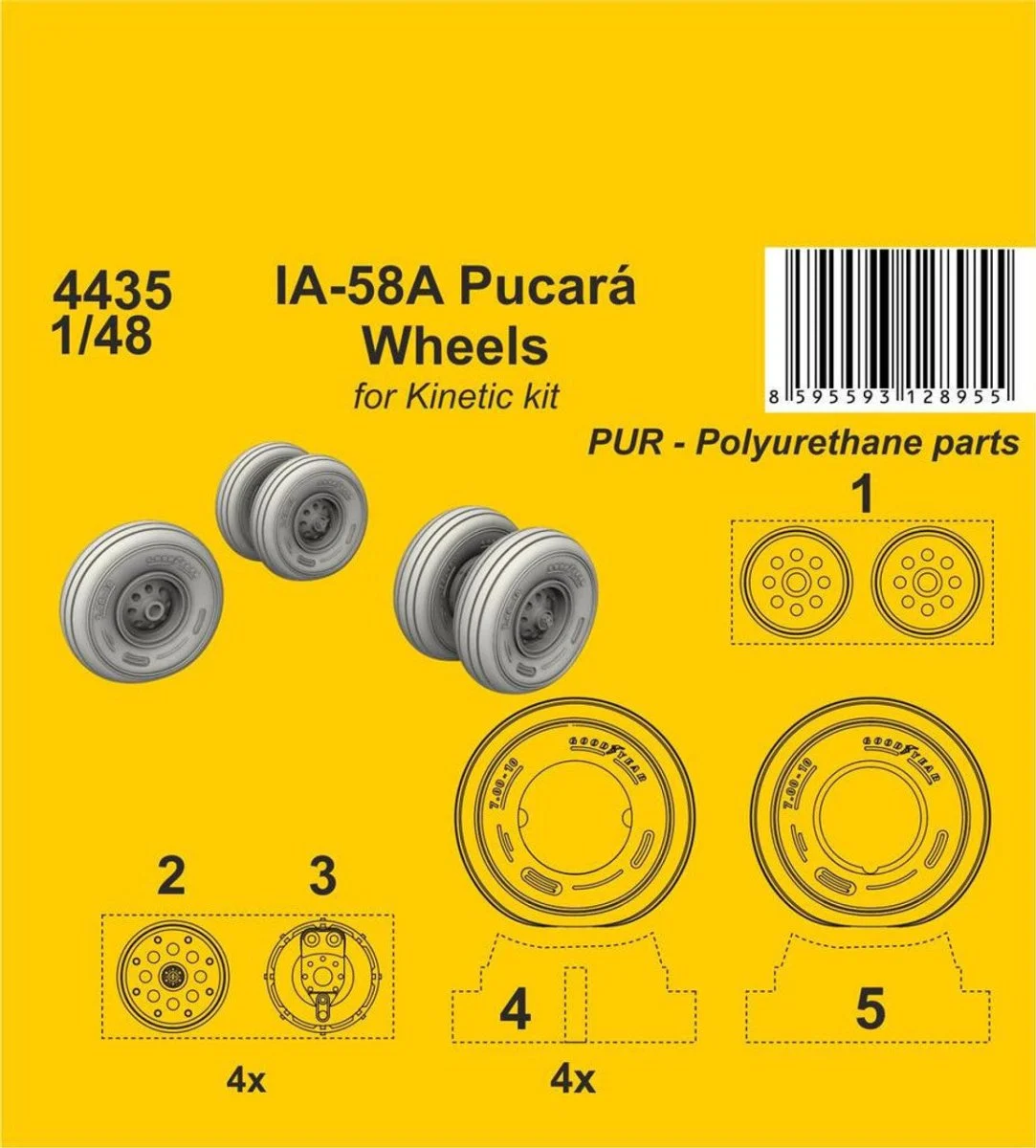 CMK 1/48 CMK IA-58A Pucará Wheels (Kinetic kit) Resin