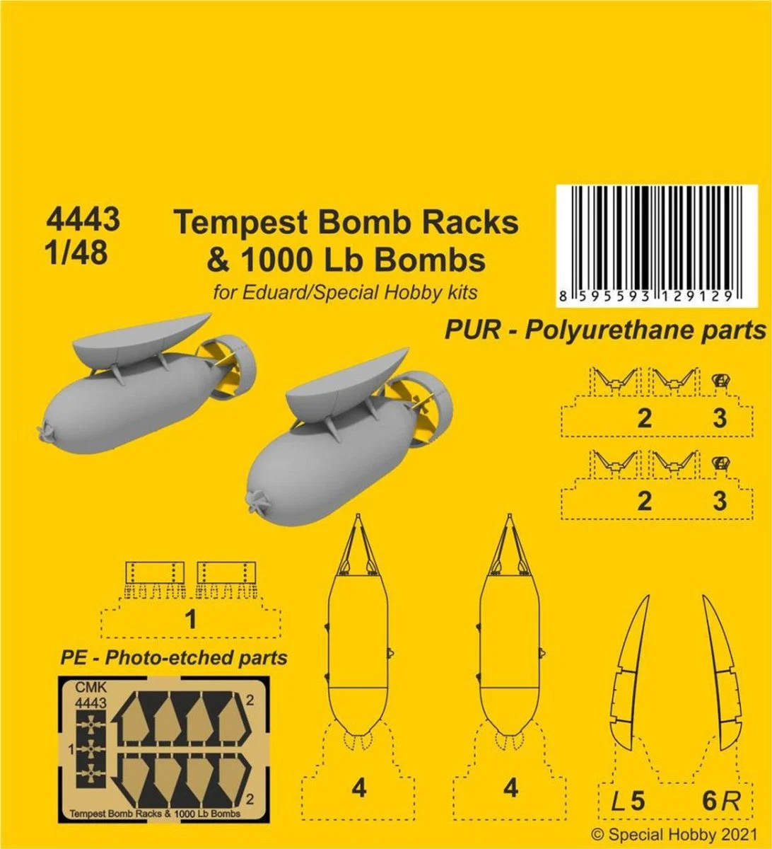 CMK 1/48 CMK Tempest Bomb Racks & 1000 Lb Bombs Resin