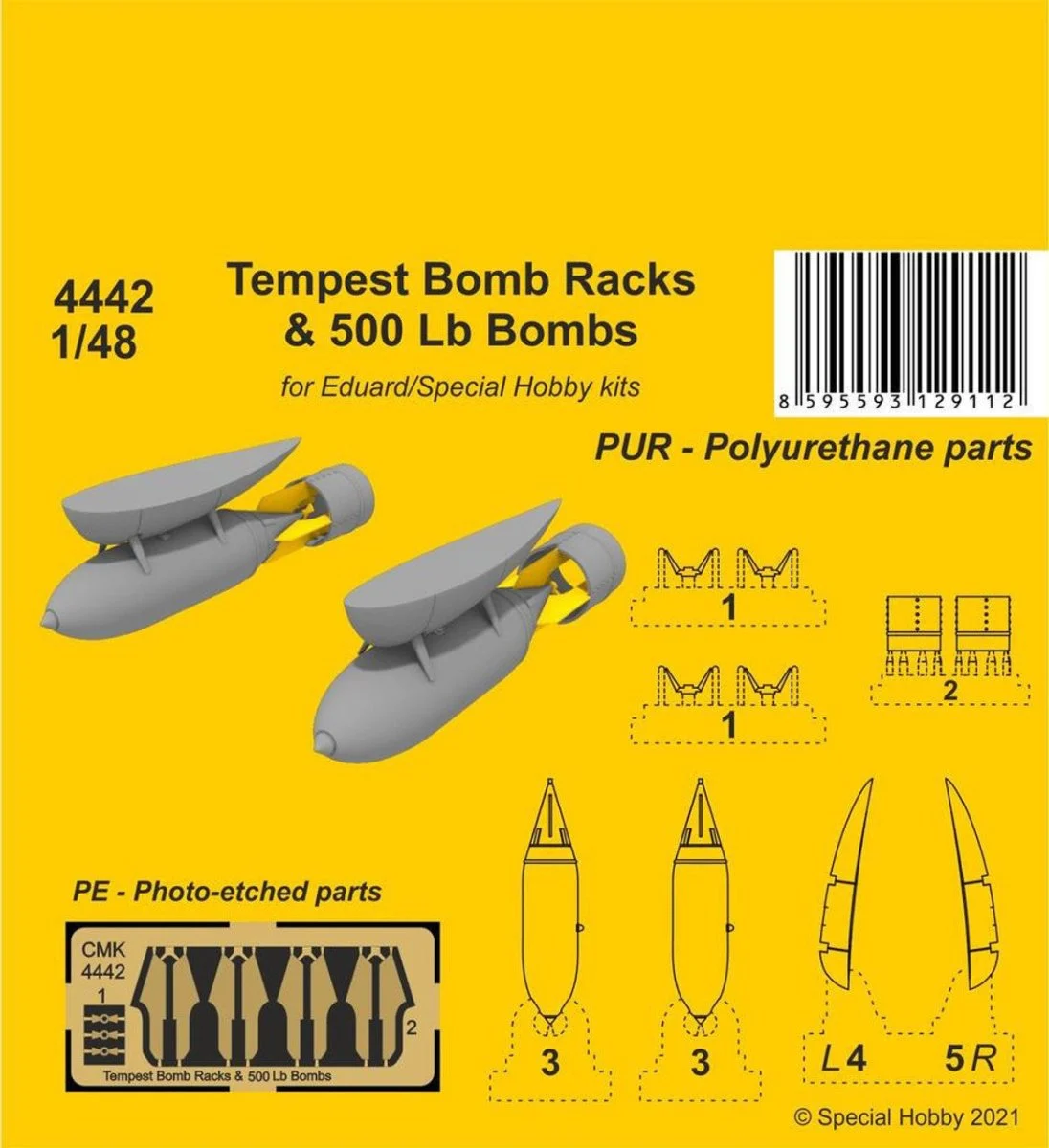 CMK 1/48 CMK Tempest Bomb Racks & 500 Lb Bombs Resin