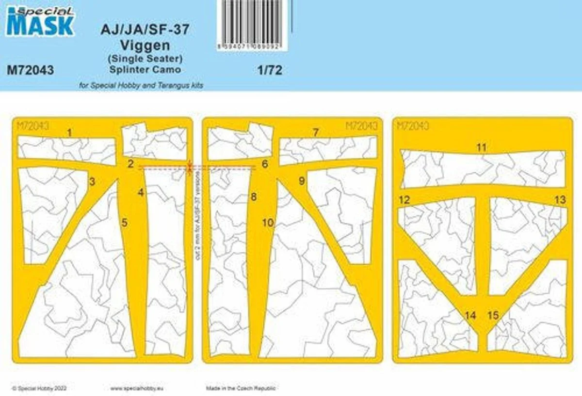 CMK 1/72 CMK AJ/JA/SF-37 Viggen (Single Seater) Splinter Camo MASK