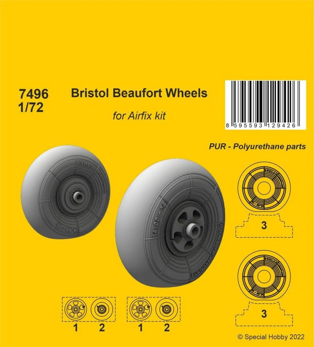 CMK 1/72 CMK Bristol Beaufort Wheels / for Airfix kit Resin