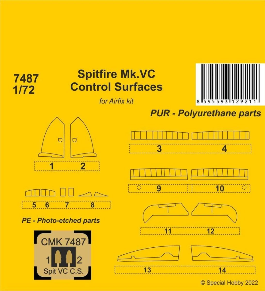 CMK 1/72 CMK Spitfire Mk.VC Control Surfaces / for Airfix kit Resin