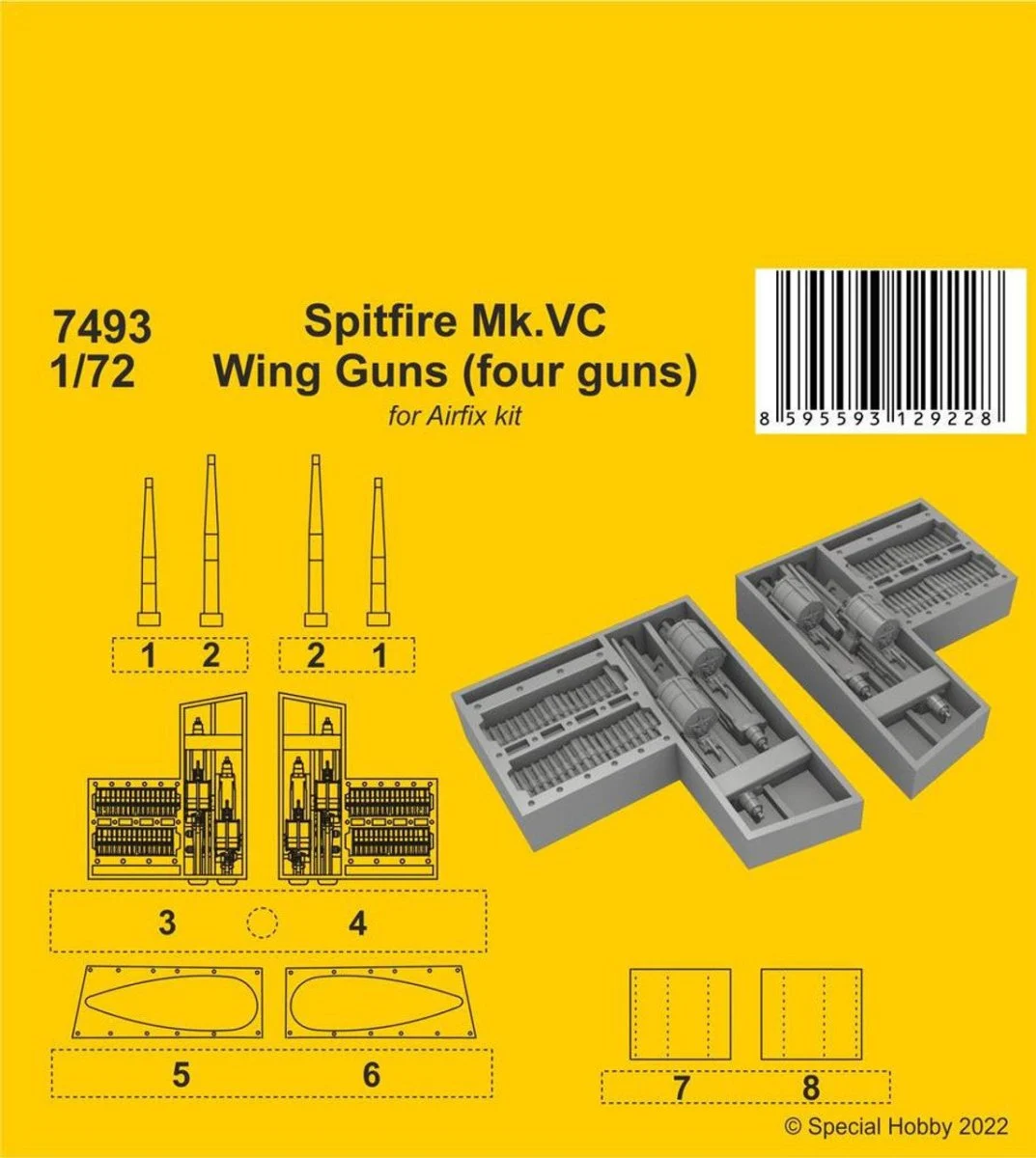 CMK 1/72 CMK Spitfire Mk.VC Wing Guns (four guns) / for Airfix kit Resin