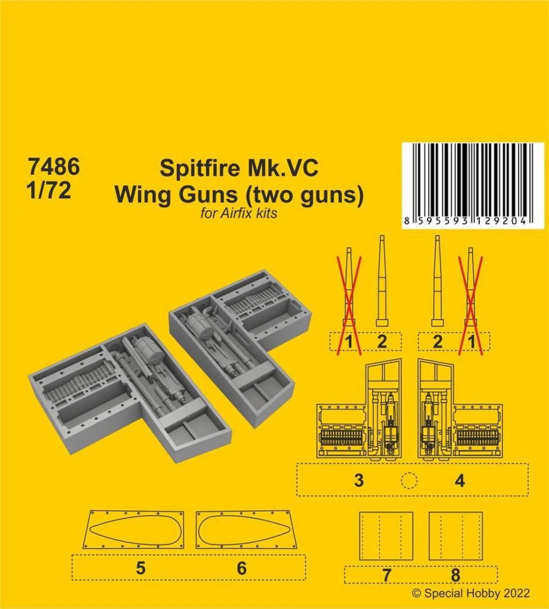 CMK 1/72 CMK Spitfire Mk.VC Wing Guns (two guns) / for Airfix kit Resin