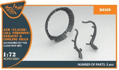1/72 Clear Prop A5M Claude (Early Version) Resin Exhaust & Cooling Gills