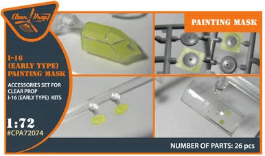 1/72 Clear Prop I-16 (early version) painting mask on yellow kabuki paper for CP kit