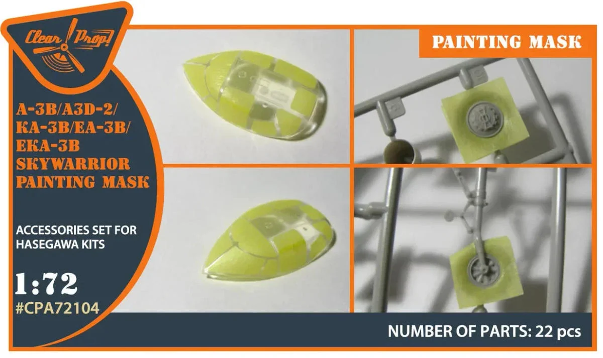 1/72 Clear Prop A-3B painting mask on "yellow kabuki paper" for Hasegawa kits