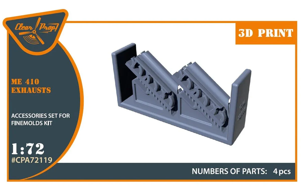 1/72 Clear Prop Me-410 B-1/U2/U4/R4 exhausts (Finemolds)