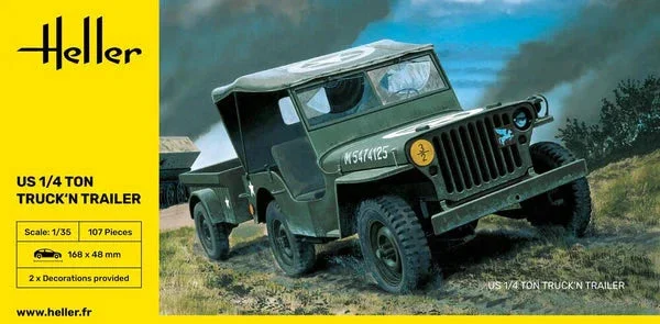 1/35 Heller US 1/4 Ton Truck 'n Trailer