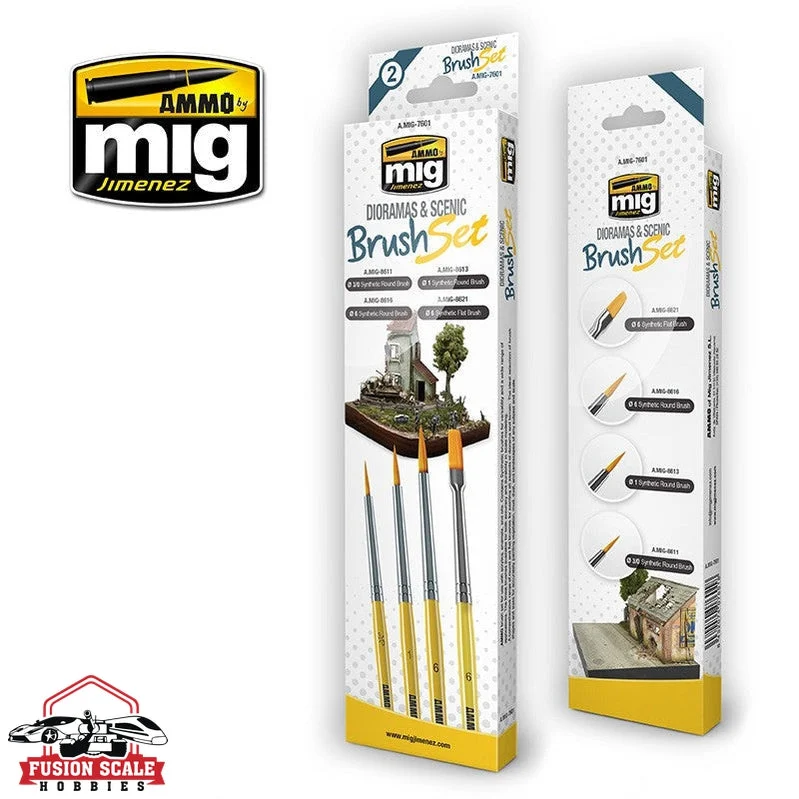 Ammo Mig Jimenez Dioramas & Scenic Paint Brush Set of 4 Brushes AMIG7601