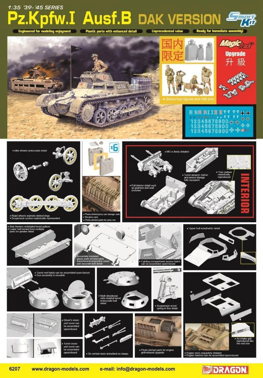 Dragon 1/35 Dragon Pz.Kpfw. I Ausf.B DAK Type Plastic Model Kit