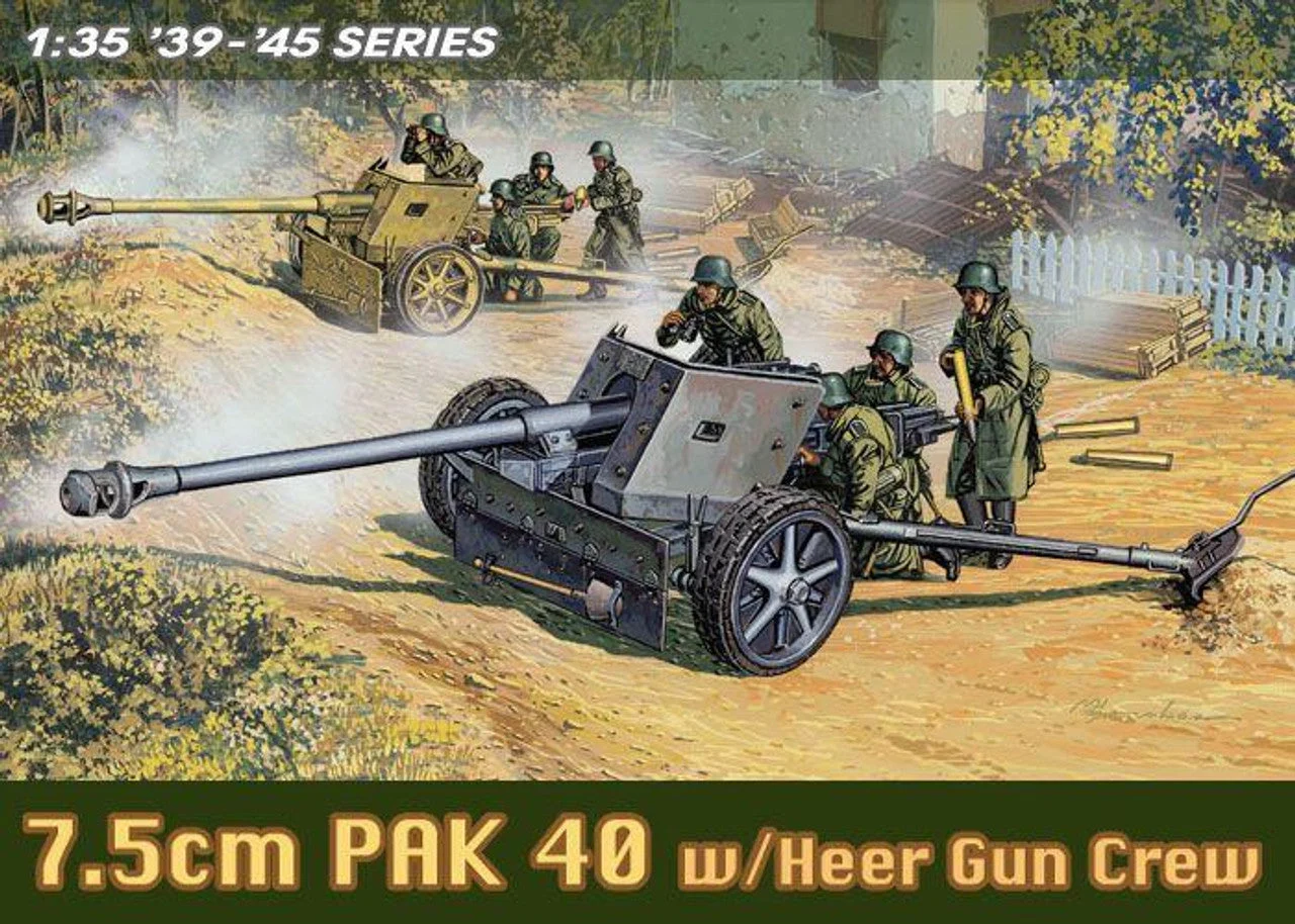 Dragon 1/35 Dragon 7.5cm PaK 40 w/HEER GUN CREW