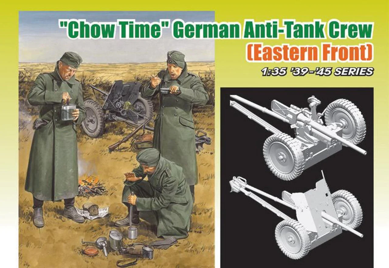 Dragon 1/35 Chow Time German Anti-Tank Crew w/3.7cm PaK 35/36 Plastic Model Kit