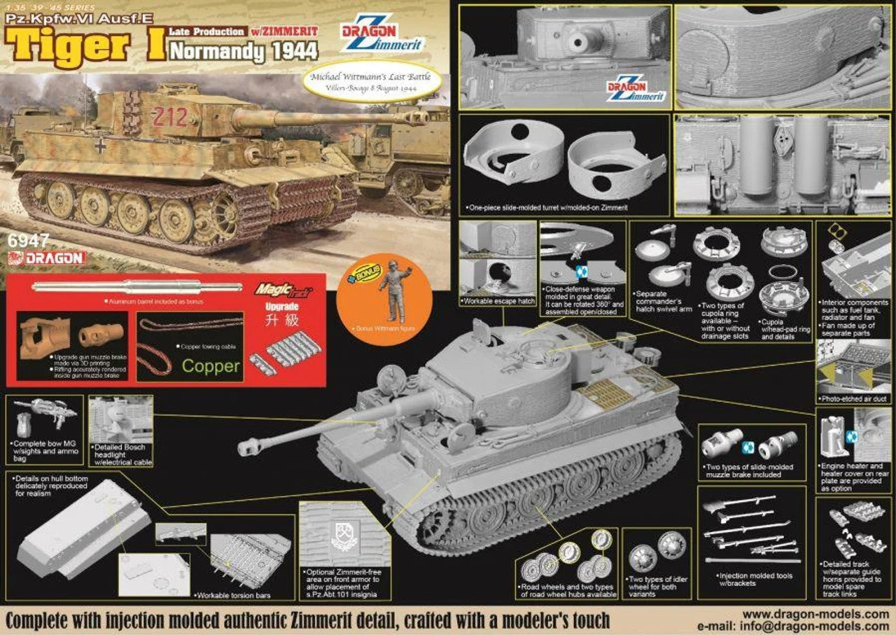 Dragon 1/35 Dragon Tiger 1 Late w/Zimmerit - Normandy