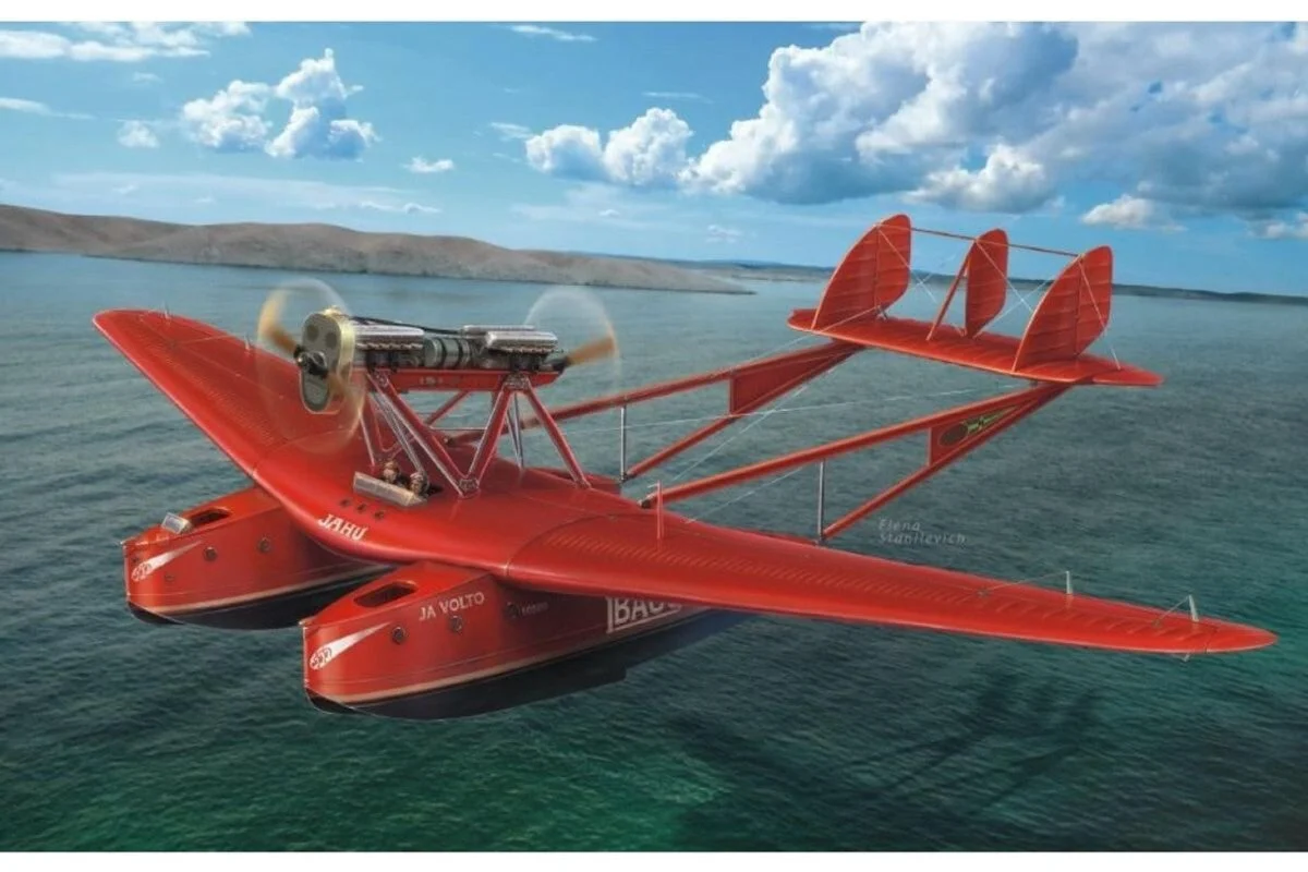 Dora Wings 1/72 Dora Wings Savoia Marchetti S55 Record Flight Flying Boat Aircraft w/Resin Engine (9"L, 13" Wingspan)