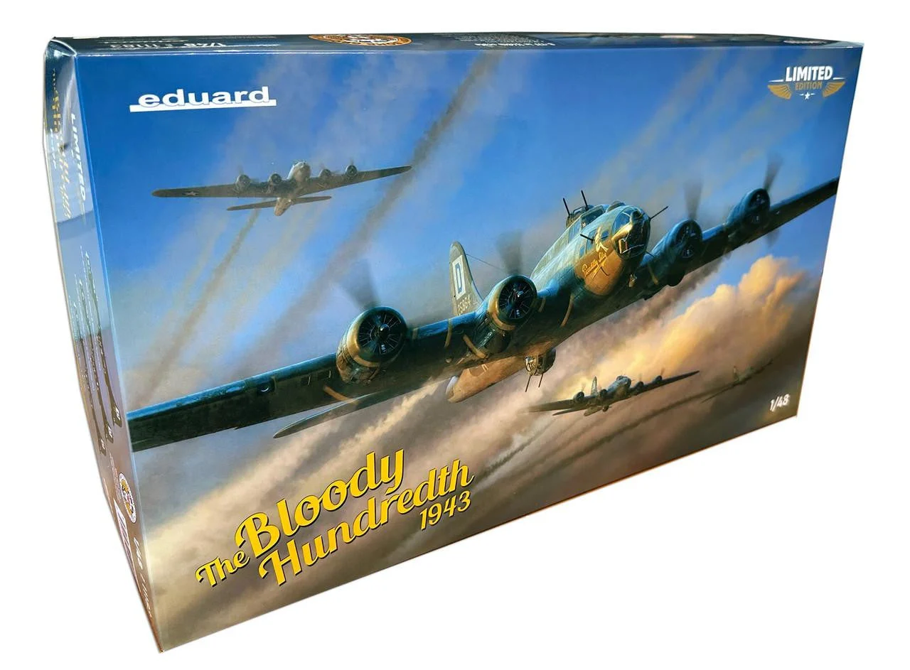 Eduard The Bloody Hundredth B‑17F Flying Fortress Limited Ed – 1:48 Scale WWII Heavy Bomber Plastic Model Kit