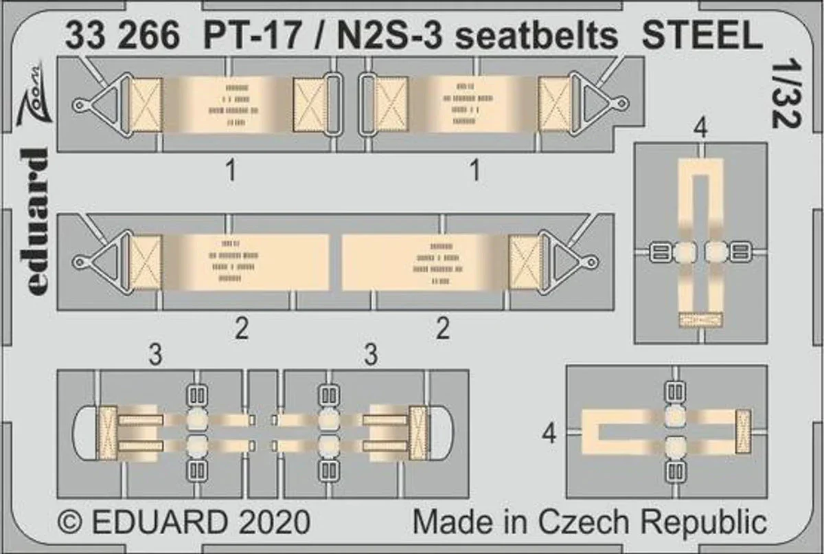 1/32 Eduard PT-17 / N2S-3 seatbelts Steel for ICM