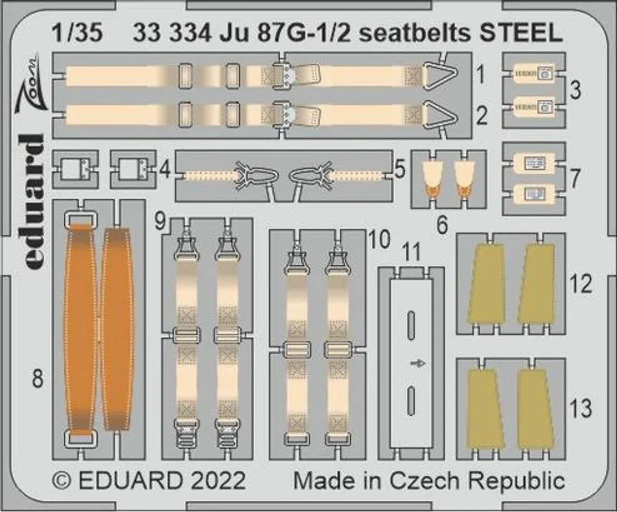 1/35 Eduard Ju 87G-1/2 seatbelts Steel for Border Model