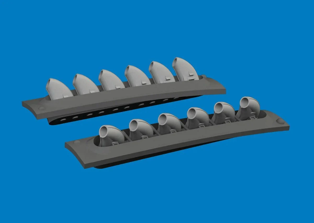 1/48 Eduard P-40 exhaust stacks rounded PRINT Brassin for EDUARD