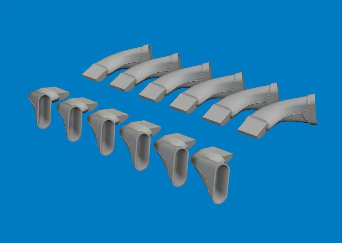 Eduard 1/24 Eduard Spitfire Mk.VIII exhaust fishtail PRINT Brassin for AIRFIX